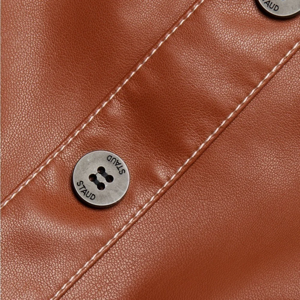 STAUD Oz Faux Leather Belted Dress Size Large - Picture 8 of 16